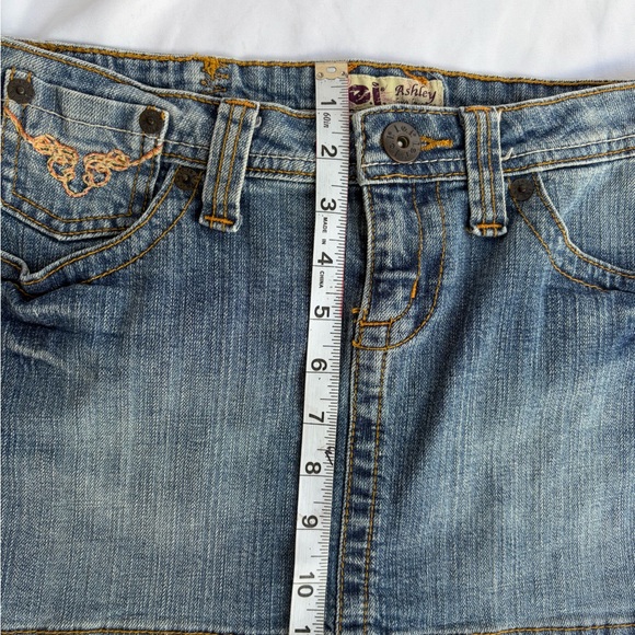 Vintage l.e.i Ashley Ultra Low Rise Denim Mini Skirt Size 0 Y2K - Picture 12 of 12